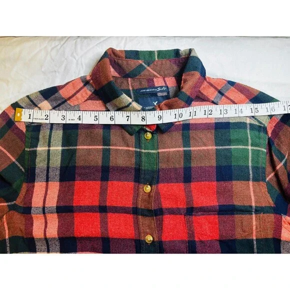 American Eagle Women's Large Ahh-mazingly Soft Boyfriend Fit Plaid Flannel Shirt - Picture 5 of 9